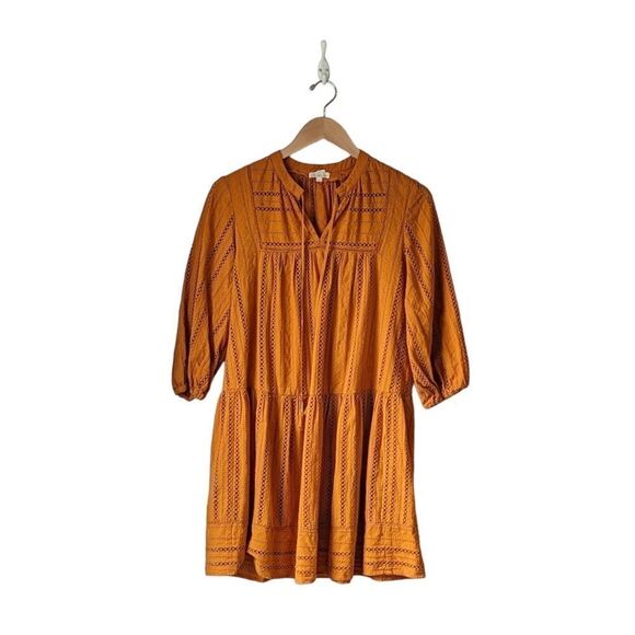 Anthtopologie x Shoshanna Marta tunic Dress 3/4 Sleeve in Mango sz 4 AS IS - Picture 9 of 16